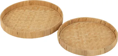 Produktbild von J-Line Set Von 2 Tellern Rund Bambus/Rattan Naturell