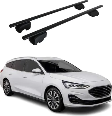 Produktbild von Dachquerträger für Ford Focus Turnier, Baujahre 2018-2023, schwarzes Metall, mit ABE-Zulassung