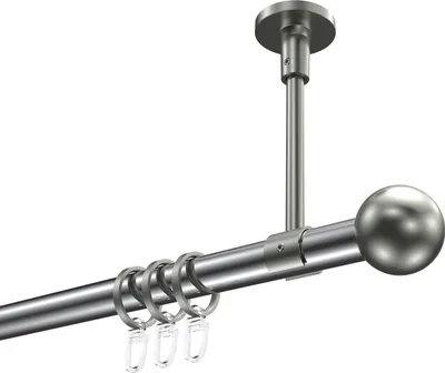 Produktbild von Interdeco Gardinenstange / Vorhangstange Chrom / Edelstahl-Optik, Typ Sonette Luino (Kugel) Deckenmontage, 20 mm Ø 1-läufig, 100 cm