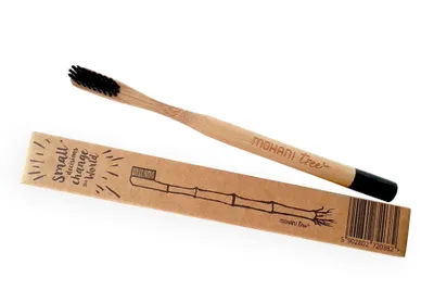 Zdjęcie produktu dla Mohani Bambusowa czarna szczoteczka do zębów Medium, 1 sztuka