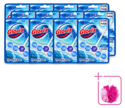 Produktbild von 12 x Glorix Toiletblock Power Clean Ocean - Sparpackung - 12 Stücke