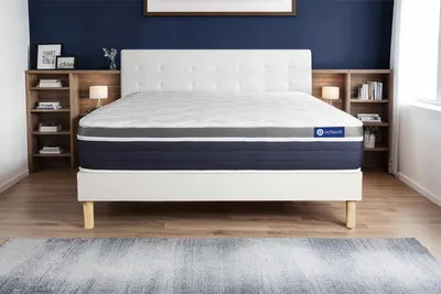 Productafbeelding van Actiflex comfort matras, 130x210 cm + bedframe met lattenbodem, stevigheid graad 3, pocketvering en traagschuim, hoogte: 26 cm