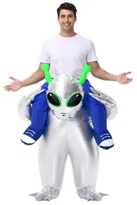 Aufblasbares Alien-Kostüm für Erwachsene, Halloween, Silber