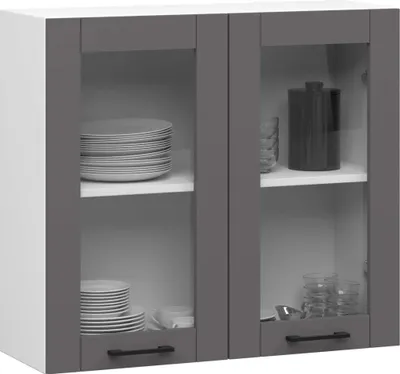 Image de Vitrine haute 80 cm VERMINA - blanc / gris