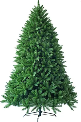 Image de COSTWAY Sapin de Noël artificiel 225cm, Sapin avec support métallique, Sapin de Noël aiguilles PVC, Sapin artificiel de Noël système de pliage idéal pour la maison, le bureau et les magasins