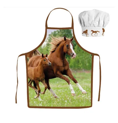 Productafbeelding van Kinderkoksjas met muts - Paardenmotief