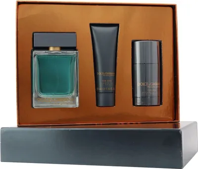 Dolce & Gabbana The One Gentleman Geschenkset mit Eau de Toilette, Duschgel und Deostick in edler Verpackung mit bronzefarbenem Inlay.