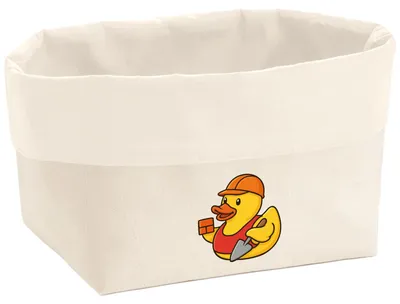 Produktbild von Huuraa Organizer Quietscheente Maurer Gummiente Bauarbeiter 3 Liter Medium Canvas Baumwolle Utensilo Geschenkidee