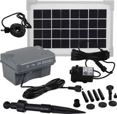 Produktbild von Agora-Tec® Solar Springbrunnen Teich - Pumpen - Set mit Akku und LED Licht 3.5W-BL-V2.0