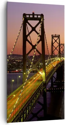 Produktbild von Bild auf Leinwand - Leinwandbild - Brücke Fluss Landschaft - 65x120cm - Wand Bild - Wanddeko - Leinwanddruck - Bilder - Kunstdruck - Wanddekoration - Leinwand bilder - Wandkunst - PA65x120-0120