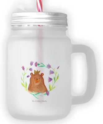 Produktbild von Mr. & Mrs. Panda Glas Bär Königin - Transparent - Geschenk, Mutter, Mama, Mason Jar, Saftglas, Teddy, mit deckel, Cocktailglas, Lieblingsmensch, Muttertag, Becher, Mom