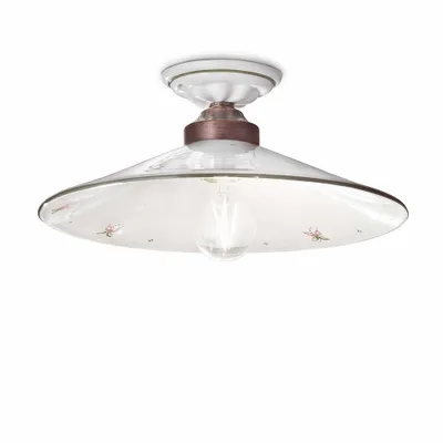 Image de Plafonnier classique Asti Fer et céramique Cuivre noir ombré 1 lumière E27