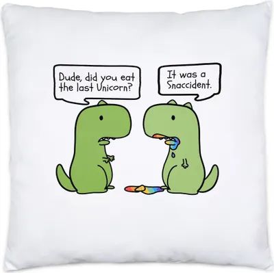 Produktbild von T-Rex frisst Einhorn Kissen inkl. Füllung Lustiges Dinosaurier Einhorn Dino Fun Geschenk Ironie Sarkasmus