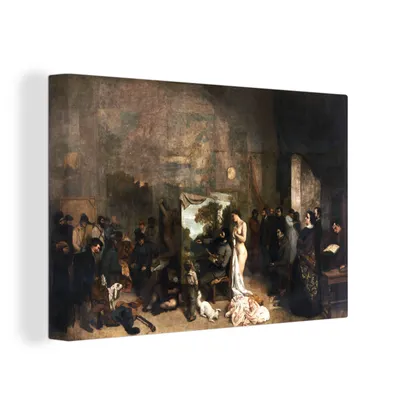 Produktbild von OneMillionCanvasses® - Leinwandbilder - 150x100 cm, Das Atelier des Künstlers - Gemälde von Gustave Courbet, Wandbilder Kunstdruck Wanddekoration