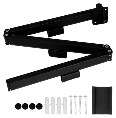 Produktbild von Wandmontierbarer Wäscheständer, 3-fach faltbar, Schwarz, für Eingangsbereich, Schlafzimmer und Waschküche
