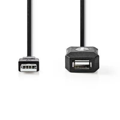 Produktbild von Nedis Aktive USB-Kabel - USB 2.0 - USB-A Stecker - USB-A Buchse - 480 Mbps - 20.0 m - Rund - Vernickelt - PVC - Kupfer - Label