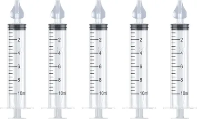 Produktbild von Pack von 5 Baby Nasensauger, Wiederverwendbarer Nasensauger, 10 ml Nasenspülung, Tragbar, Sicher für Kinder