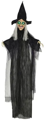 Produktbild von Halloween-Hexe, Halloween-Dekoration, Soundfunktion, mit Bewegungssensor, LED-Lichter, 130 cm x 18 cm x 183 cm