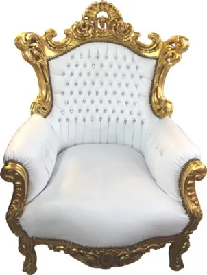 Produktbild von Casa Padrino Barock Sessel Al Capone Weiß / Gold mit Bling Bling Glitzersteinen 90 x 80 x H. 128 cm