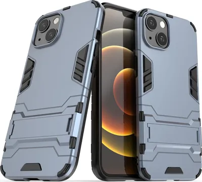 Produktbild von Mobigear Armor Stand iPhone 13 Hülle Hardcase Backcover Stoßfest mit Ständer - Blau