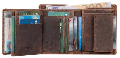 Produktbild von Benthill Herren Geldbörse aus Echt-Leder - Geldbeutel mit RFID-Schutz - Großes Portemonnaie für Herren - Vintage Leder