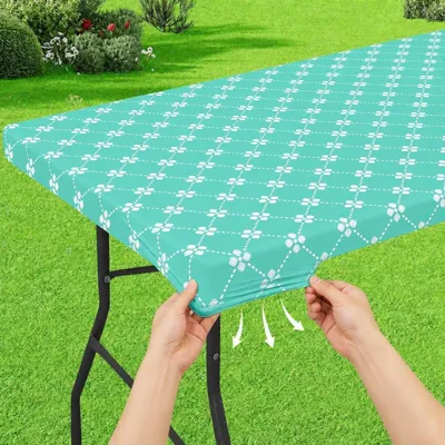 Immagine prodotto di Tovaglia rettangolare lavabile con elastico, color verde menta, 75x183 cm