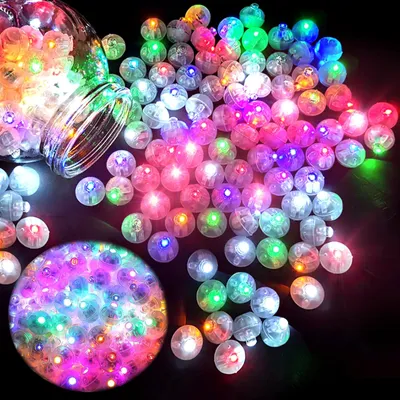 120 LED-Ballonlichter, bunt blinkend, rund, für Partys