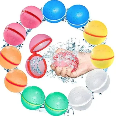 Produktbild von 12x PRECORN Wasserbomben – Wiederverwendbar, selbstschließend, in 1 Sek. befüllt, weiche Splash-Bälle für Kinder & Erwachsene, Sommer, Pool & Strand