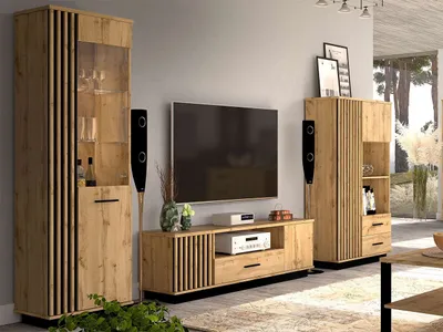 Obrázek produktu pro Stěna do obývacího pokoje MILAGRA 1 - dub wotan / černá