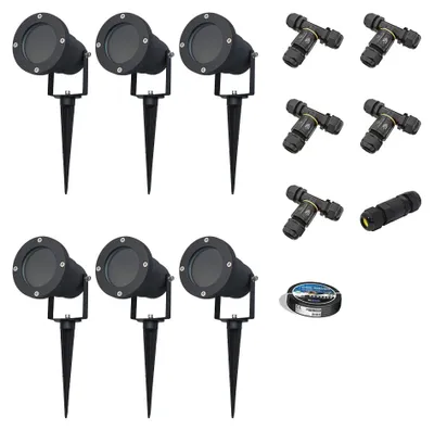 Produktbild von hoftronic Gartenstrahler 6x XL Aluminium Schwarz IP65 GU10 20W