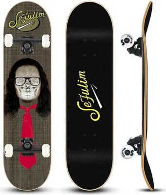 Produktbild von Sefulim Skateboard 78,9 x 20,3 cm Ahorn 7-lagig Doppel-Kick-Deck für Jungen Mädchen Teenager Erwachsene Anfänger