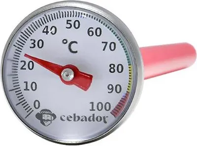 Produktbild von Cebador - Analoges Mate Tee Thermometer 0-100°C - Präzise Temperaturkontrolle für Yerba Mate - Mit Schutzhülle - Robust, Langlebig - 13,5 cm Sonde