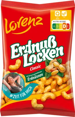 Verpackungsbild Lorenz Erdnuß Locken Classic Mais Snack mit gemahlenen Erdnüssen 120g