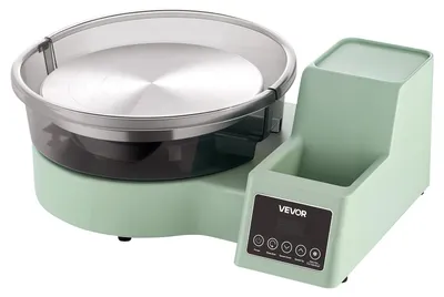 Produktbild von Töpferscheibe für Erwachsene, 28 cm Aluminium-Drehteller, 450 W elektrische Tisch-Töpferscheibe mit Fußpedal, einstellbare Drehzahl von 30–300 U/min, abnehmbares Becken, für Anfänger, DIY-Töpferkunst, grün
