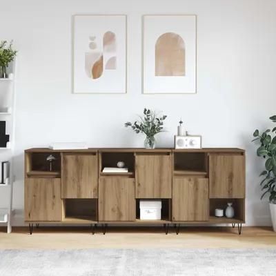 Image de Buffet vidaXL 3 pièces, chêne Artisan, 60 x 35 x 70 cm
