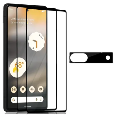 Zdjęcie produktu dla 2-pak Google Pixel 6A Szkło ochronne na ekran & 1-pak ochrona obiektywu - Szkło hartowane 9H - Super jakość 3D