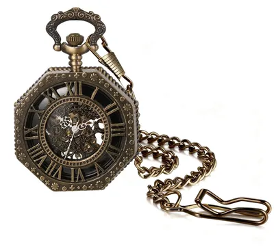 Image de Montre de poche mécanique pour hommes, design squeletté vintage - Montre de poche steampunk