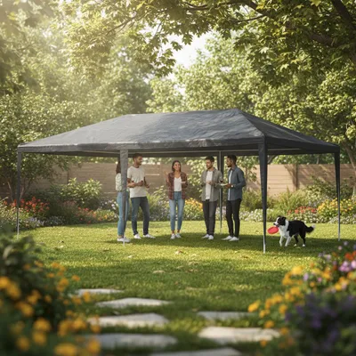 Produktbild von Profi-Partyzelt 4x6m Anthrazit wasserdicht Pavillon Gartenzelt