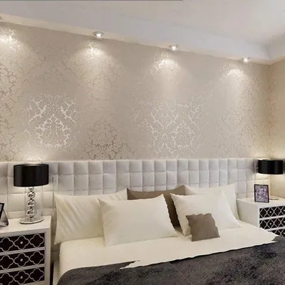 Immagine prodotto di Carta da parati in PVC - Motivo damascato - Impermeabile - 5,3 m² - Bianco