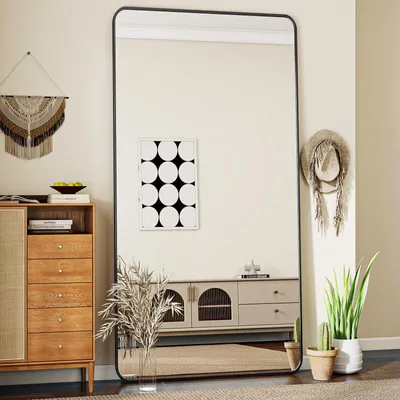 Produktbild von Koonmi Ganzkörperspiegel 76 x 171 cm Schwarz, Stabiler Rahmen mit Ständer
