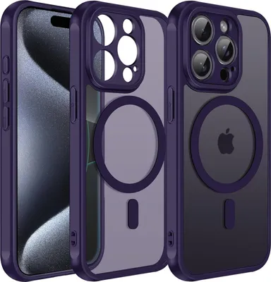 Immagine prodotto di Custodia magnetica per iPhone 15 Pro Custodia protettiva Magsafe Telaio in TPU antiurto forte anello magnetico, viola