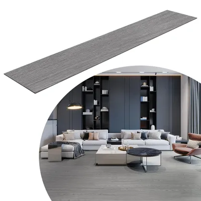 Obrázek produktu pro UISEBRT PVC podlaha 2,5m² v šedé barvě Samolepicí dlaždice Vinylová podlaha click system efekt dřeva Vinylová podlaha pro podlahové vytápění 18 dlaždic - 91,44cm x 15,24 cm x 2mm