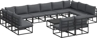 Produktbild von Gartensofa-set mit Kissen 13 pcs Schwarz Aluminium
