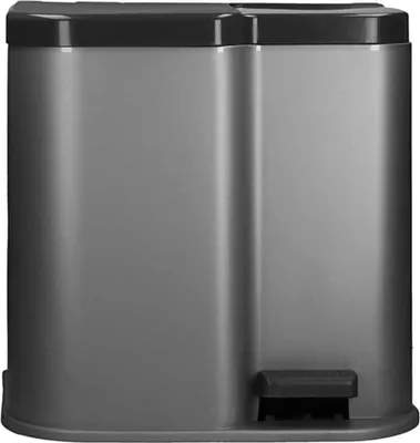 Produktbild von Curver Duo Tretmülleimer Deco 15L mit 6L Inneneimern Hellgrau