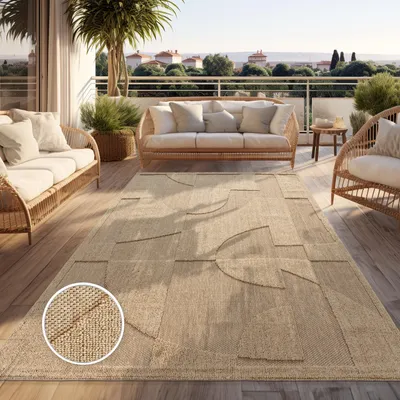 Immagine prodotto di Tappeto da esterno resistente alle intemperie Balcone Soggiorno Design boho Geometrico Beige Dimensioni 240x340 cm