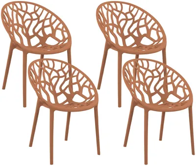 Produktbild von CLP 4er Set Gartenstühle Hope mit Lehne stapelbar wetterfest UV-beständig bis 150 kg terracotta