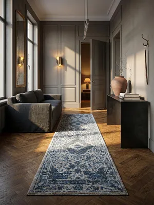 Teppich Blau Läufer im modernen Wohnzimmer Einrichtungsidee_#sku_SAF503119380368#