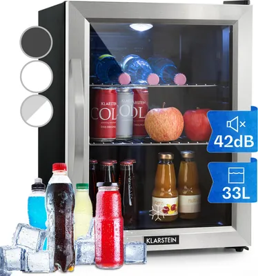 Image de Klarstein Mini Frigo de Chambre et Bureau pour Boisson, Petit Frigo Silencieux, Refrigerateur Mini Bar 33L, Petit Réfrigérateur Camping, Étagères Réglables pour le Vin, Cannette, Beer Fridge