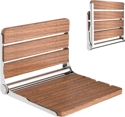 Produktbild von Famanu Duschstuhl klappbar für Senioren und Kinder - Tragfähigkeit bis 200 kg, Holz