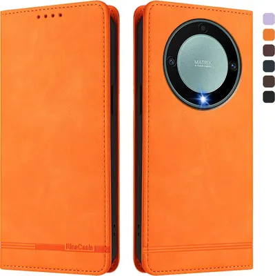 Image de Etui pour Honor X9A/Magic5 Lite, étui rétro en cuirPolyuréthaneavec support et fentes pour cartes de crédit Orange